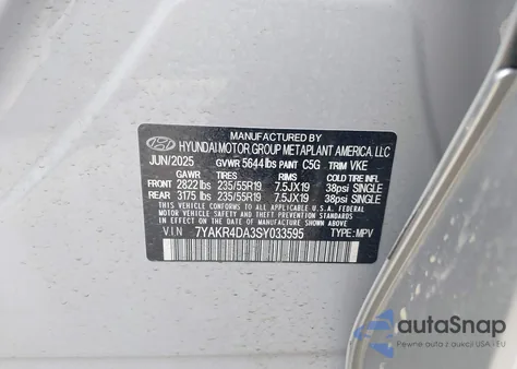 2025 Hyundai Ioniq 5 Limited z USA, uszkodzony, nr VIN 7YAKR4DA6SY003779